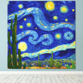 Starry Night in der Wüste Van Gogh Style Leinwanddruck (Insitu (Holzboden))