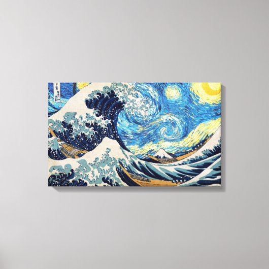 "Starry Night in Famous Waves" Canvas Print mit b Leinwanddruck (Vorderseite)