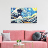 "Starry Night in Famous Waves" Canvas Print mit b Leinwanddruck (Insitu (Wohnzimmer))