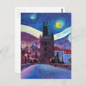 Starry Night in Prag mit Carlsbridge Postkarte (Vorne/Hinten)