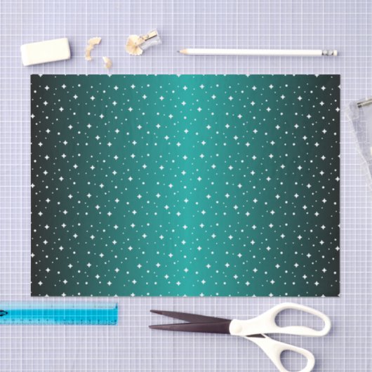 Starry Night in Shiny Aquamarin Seidenpapier (Handwerk)