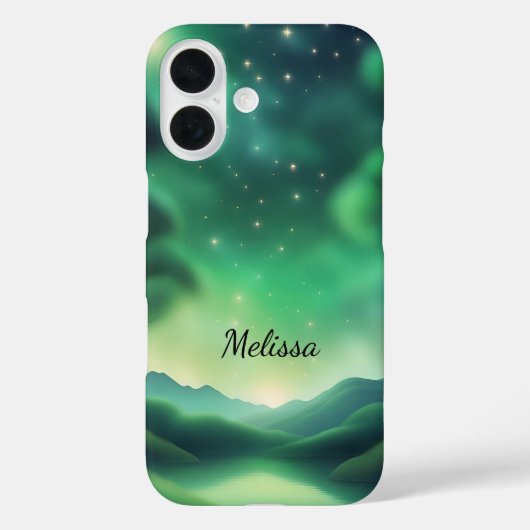 Starry Night in Soft Green Shades iPhone Case (Rückseite)
