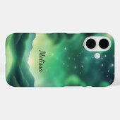 Starry Night in Soft Green Shades iPhone Case (Rückseite (Horizontal))