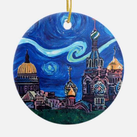 Starry Night in St. Petersburg Russland Keramikornament (Vorne)