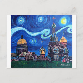 Starry Night in St. Petersburg Russland Postkarte
