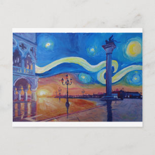 Starry Night in Venedig Italien - San Marco mit Lö Postkarte