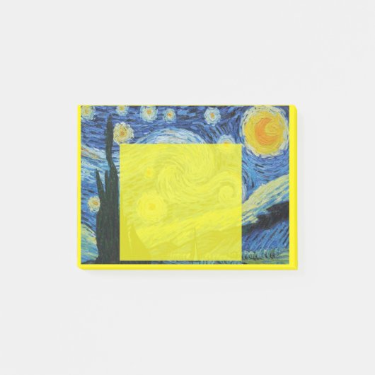 Starry Night in Yellow Post it Post-it Klebezettel (Vorderseite)