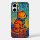 Starry Night Inspired Cat Illustration Phone Case (Rückseite)