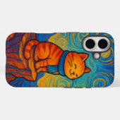 Starry Night Inspired Cat Illustration Phone Case (Rückseite (Horizontal))