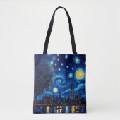 Starry Night Inspired Cityscape Tote Bag Tasche (Vorderseite)