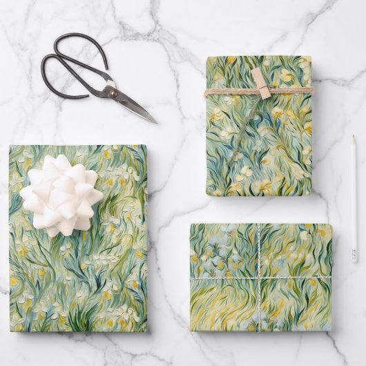 Starry Night inspiriert Blumenfarbe Texturierte Ar Geschenkpapier Set (Vorderseite)