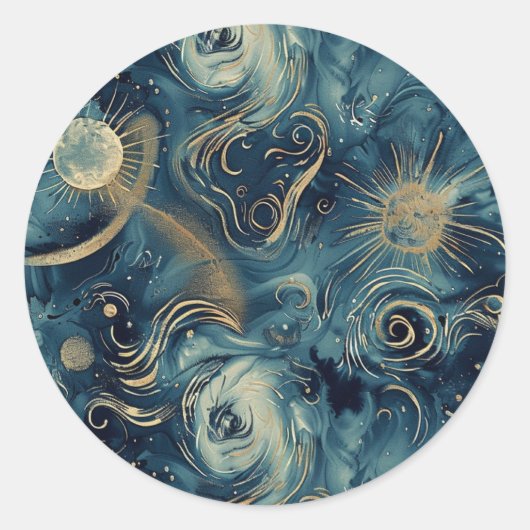 Starry Night Inspiriert individueller Himmelsaufkl Runder Aufkleber (Vorderseite)
