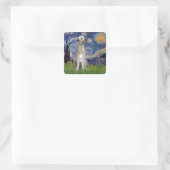 Starry Night - Irish Wolfhound Quadratischer Aufkleber (Tasche)