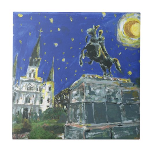 Starry Night Jackson Square Fliese (Vorderseite)