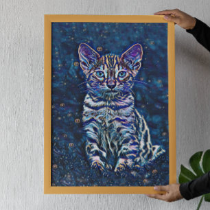 Starry Night Kitten Poster