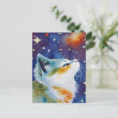Starry Night Kitty Watercolor Postcard Postkarte (Stehend Vorderseite)