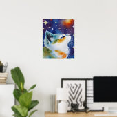 Starry Night Kitty Watercolor Poster (Heimbüro)