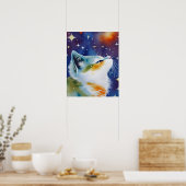 Starry Night Kitty Watercolor Poster (Küche)