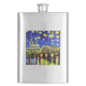 Starry Night Köln Dom Deutschland Flachmann (Vorderseite)