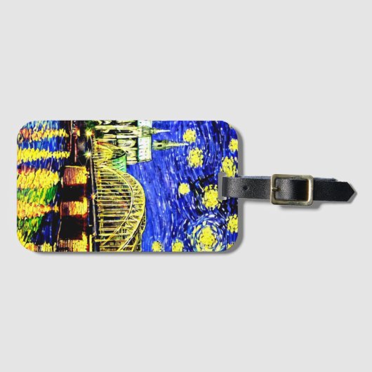 Starry Night Köln Dom Deutschland Gepäckanhänger (Vorderseite (Horizontal))