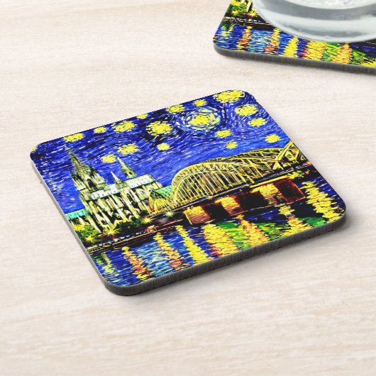 Starry Night Köln Dom Deutschland Getränkeuntersetzer (Linke Seite)