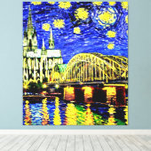 Starry Night Köln Dom Deutschland Leinwanddruck (Insitu (Holzboden))