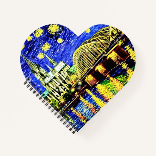 Starry Night Köln Dom Deutschland Notizblock (Vorderseite)