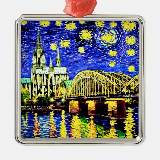 Starry Night Köln Dom Deutschland Ornament Aus Metall (Vorne)