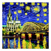 Starry Night Köln Dom Deutschland Poster (Vorderseite)