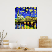 Starry Night Köln Dom Deutschland Poster (Küche)
