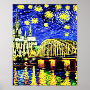 Starry Night Köln Dom Deutschland Poster