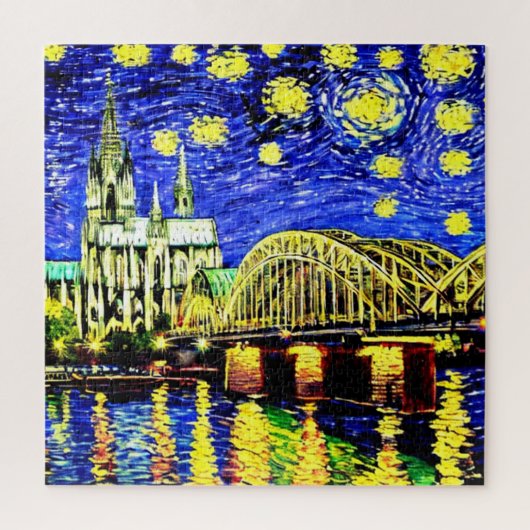 Starry Night Köln Dom Deutschland Puzzle (Vertikal)