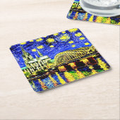 Starry Night Köln Dom Deutschland Rechteckiger Pappuntersetzer (angewinkelt)