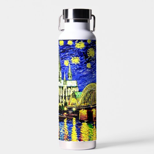 Starry Night Köln Dom Deutschland Trinkflasche (Vorne)