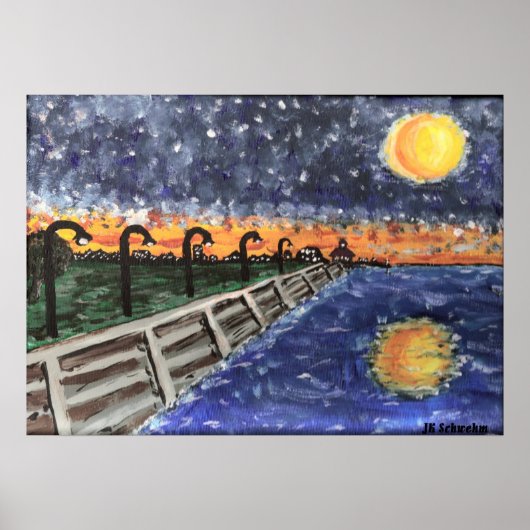 Starry Night Lake Pontchartrain Poster (Vorne)