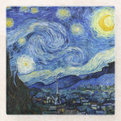 Starry Night Landscape Vincent van Gogh Glasuntersetzer (Vorderseite)