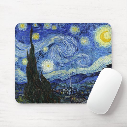 Starry Night Landscape Vincent van Gogh Mousepad (Mit Mouse)