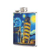Starry Night Leaning Tower von Pisa Italien Flachmann (Links)