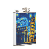 Starry Night Leaning Tower von Pisa Italien Flachmann (Rechts)