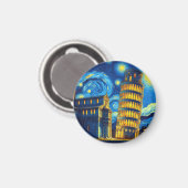 Starry Night Leaning Tower von Pisa Italien Magnet (Vorderseite/Rückseite)