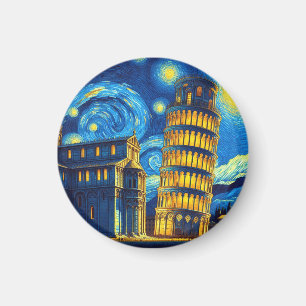 Starry Night Leaning Tower von Pisa Italien Magnet