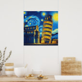 Starry Night Leaning Tower von Pisa Italien Poster (Küche)