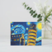 Starry Night Leaning Tower von Pisa Italien Postkarte (Stehend Vorderseite)