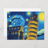 Starry Night Leaning Tower von Pisa Italien Postkarte (Vorne/Hinten)