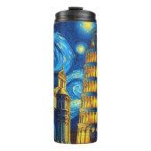 Starry Night Leaning Tower von Pisa Italien Thermosbecher (Vorderseite)
