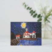 Starry Night Light House Postkarte (Stehend Vorderseite)