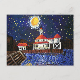 Starry Night Light House Postkarte