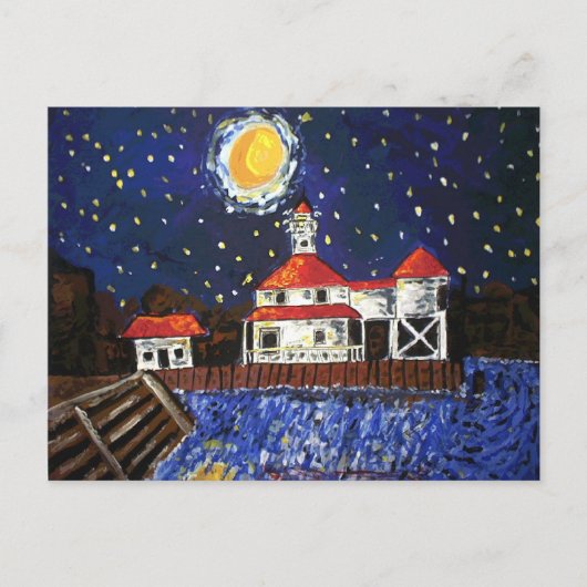 Starry Night Light House Postkarte (Vorderseite)