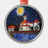 Starry Night Light House Silbernes Ornament (Vorne)
