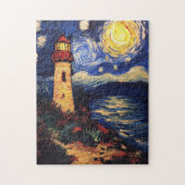 Starry Night Lighthouse Malerei Puzzle (Vertikal)